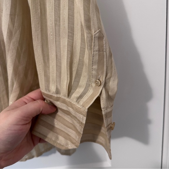 RIANI Striped Gold Voile Blouse Size 38 Women’s New With Tags Luxurious - Picture 8 of 12